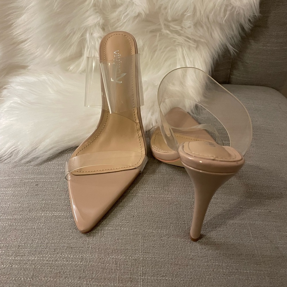 Nude/Clear Vivianly Heels 7.5